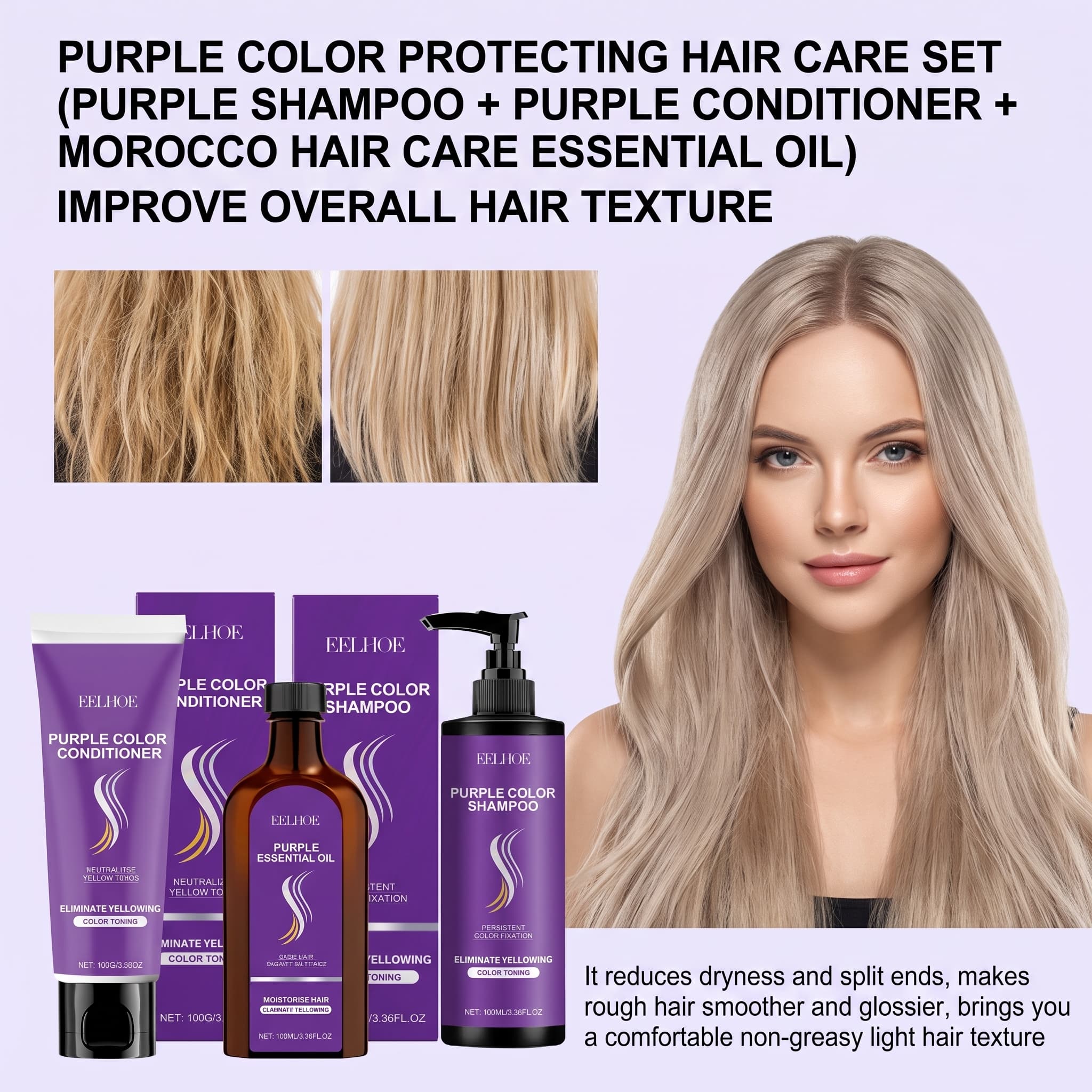 Hair Care Conditioner - Purple Shampoo Set With Conditioner Hair