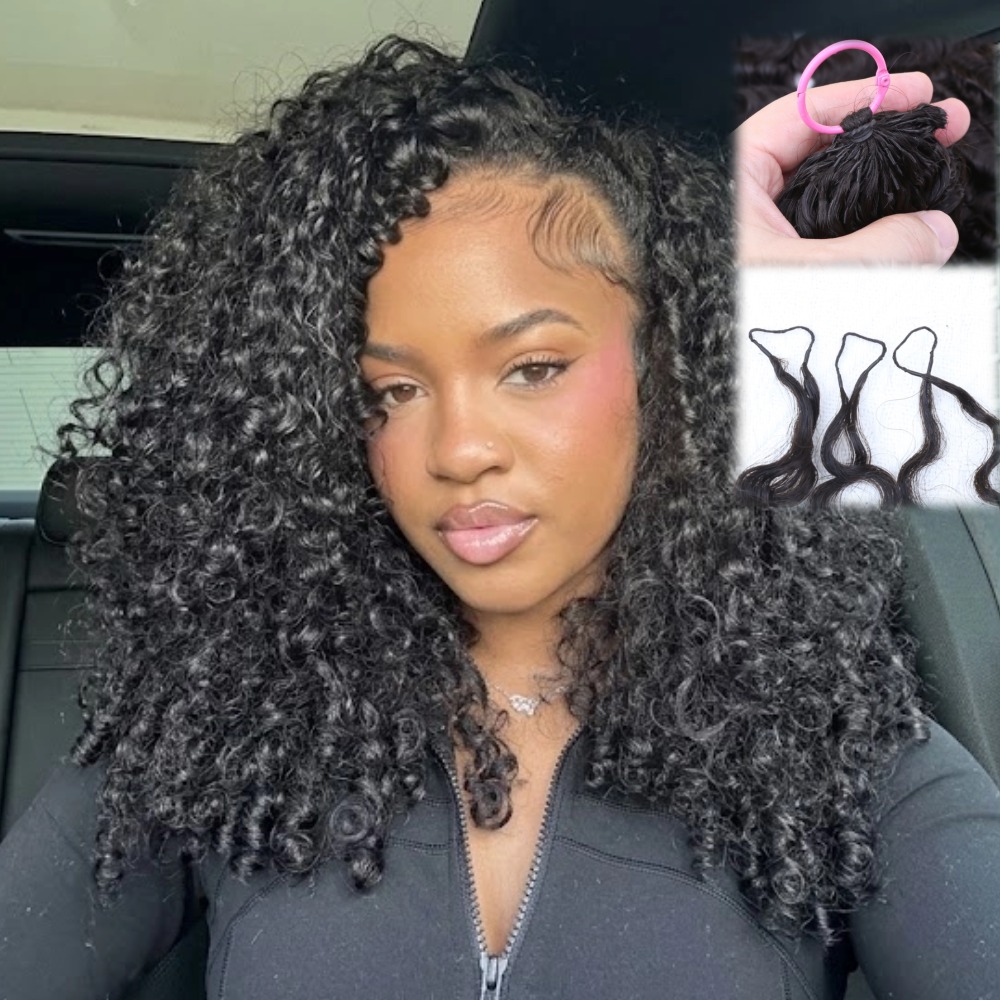 Feather Hair Extension - 12A Natural Black Burmese Curly Pre-Looped