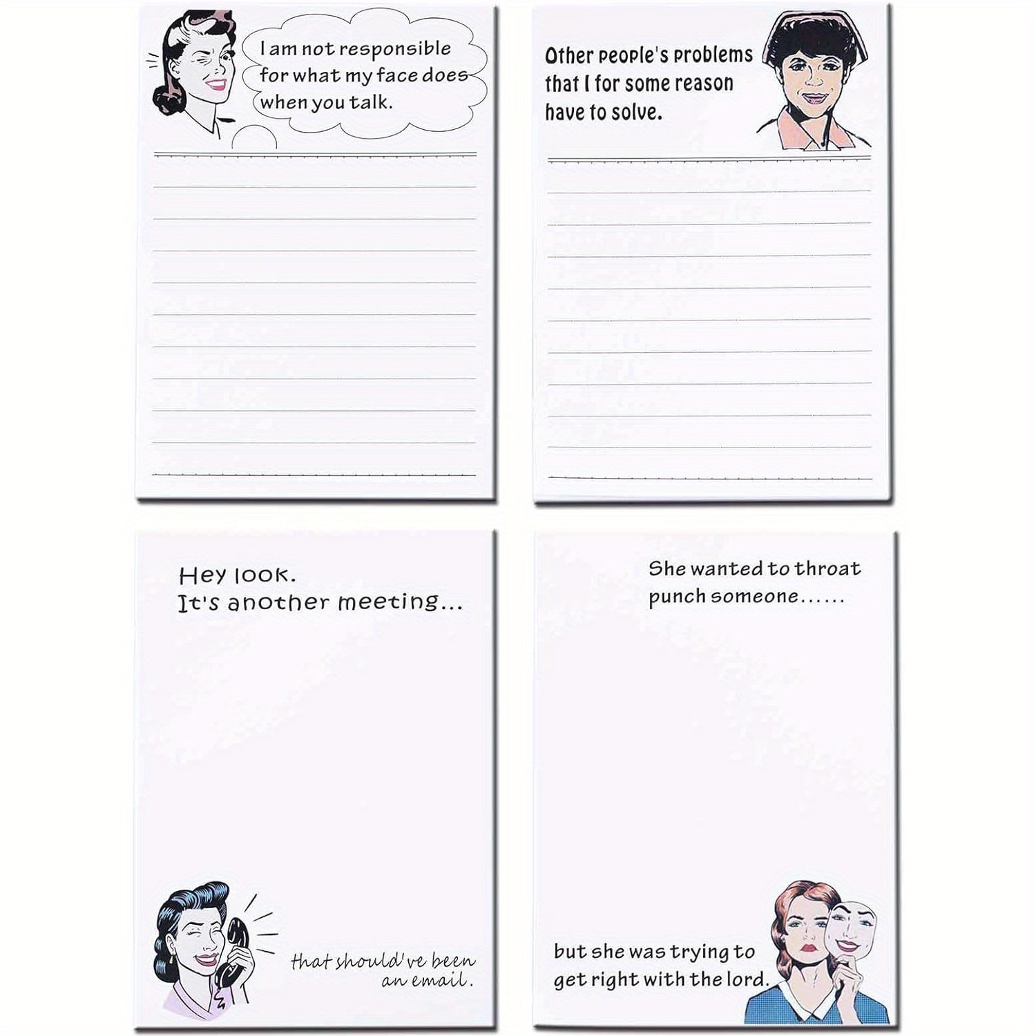 Hair Care Journal - 4 Pcs Funny Novelty Memo Pads,Coworker