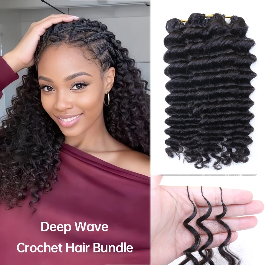Deep Wave Human Hair Crochet E - Feather Hair Extension review and price