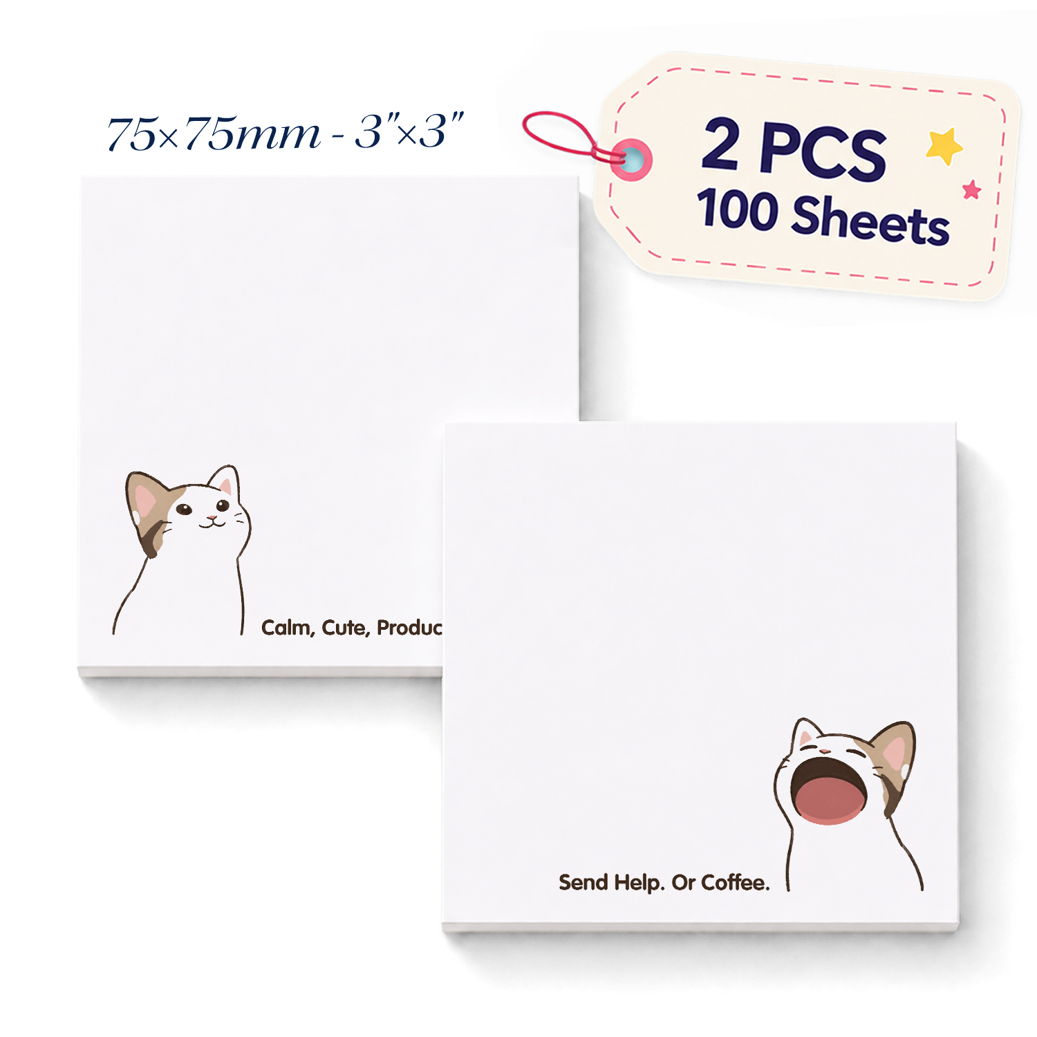 2 pcs Cute Cat Sticky Notes, 1 - Hair Care Journal review and price