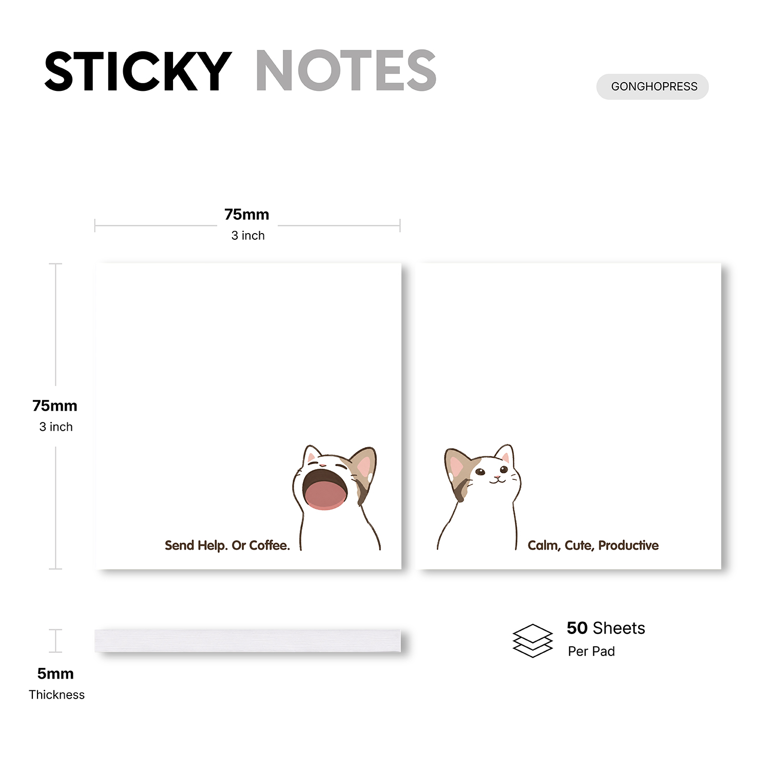 2 pcs Cute Cat Sticky Notes, 1 - Hair Care Journal review and price
