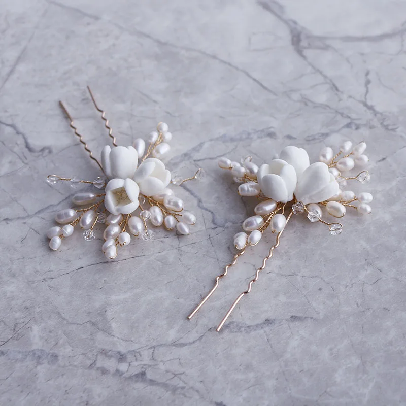 Natural pearl ceramic flowers  - Hair Care Zinc review and price