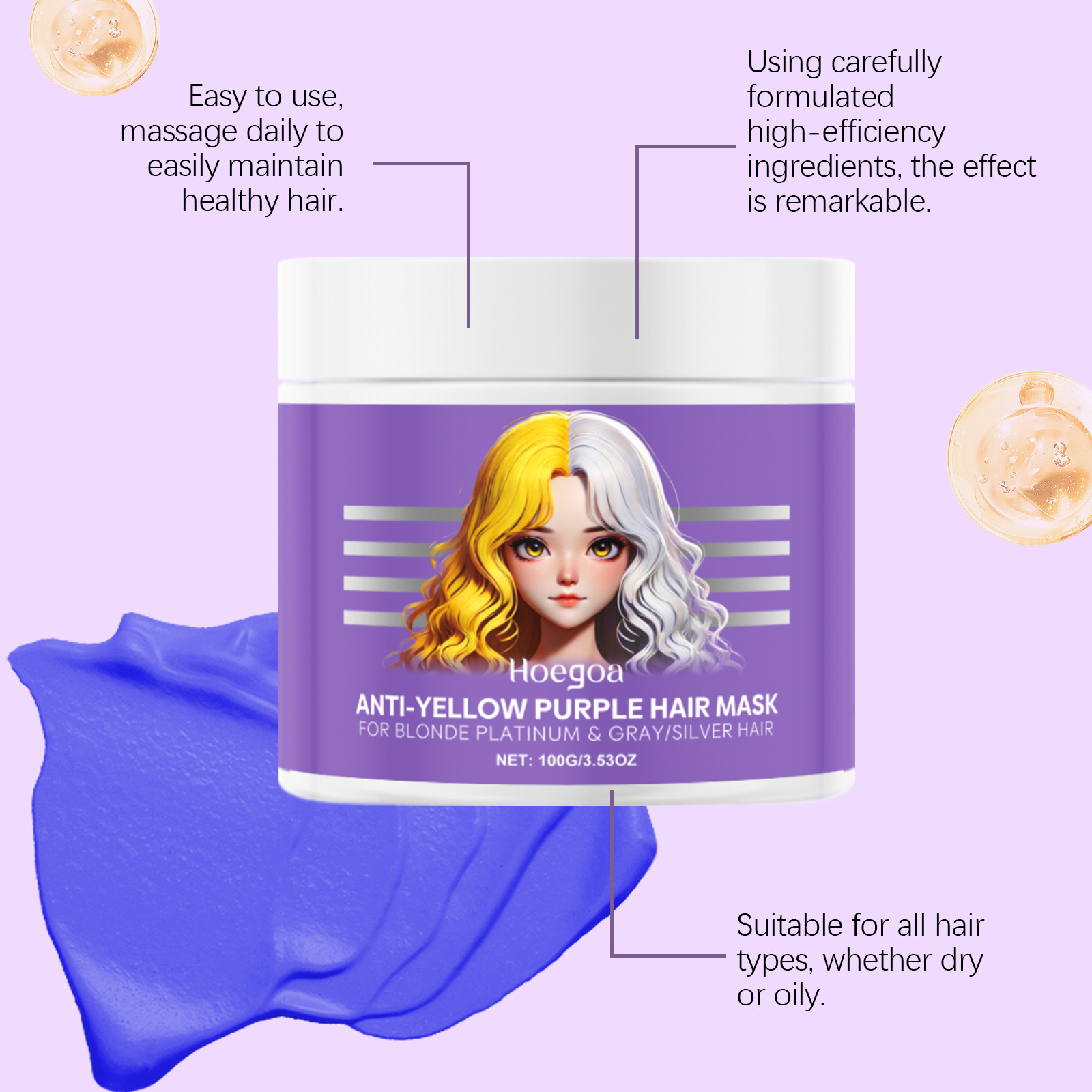 Purple Hair Mask Cover Gray Ha - Deep Conditioner Mask review and price