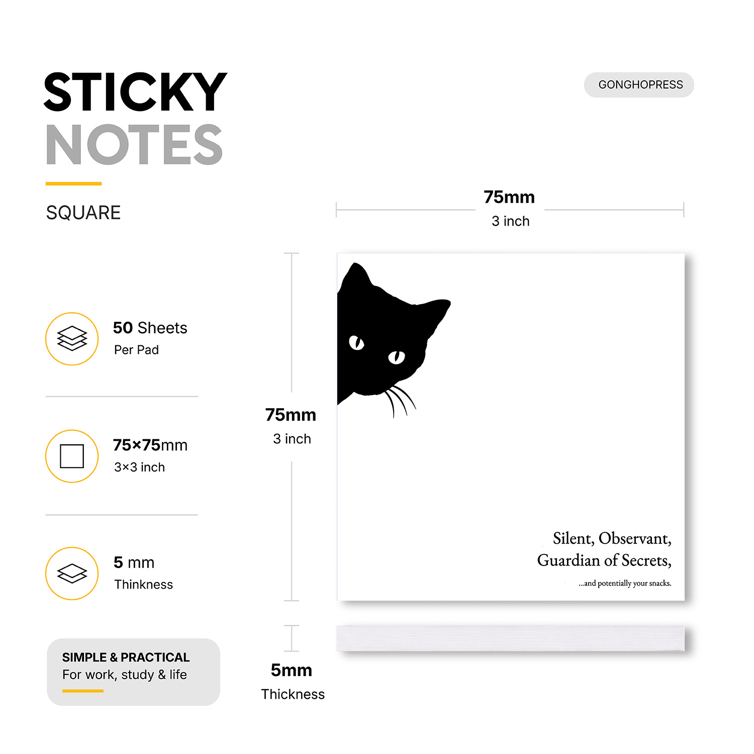 2pcs Black Cat Sticky Notes, F - Hair Care Journal review and price